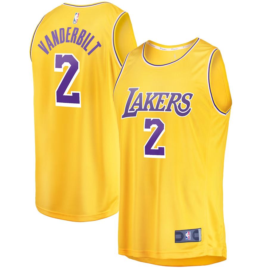 Men Los Angeles Lakers 2 Jarred Vanderbilt Fanatics Branded Gold Fast Break Player NBA Jersey